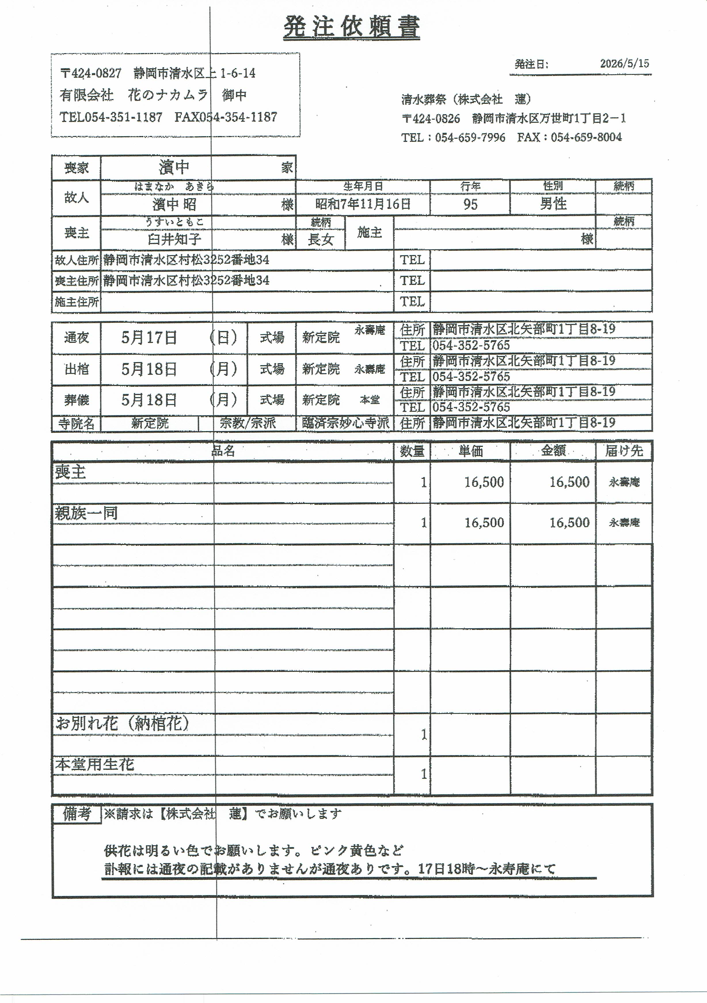 FAX原本